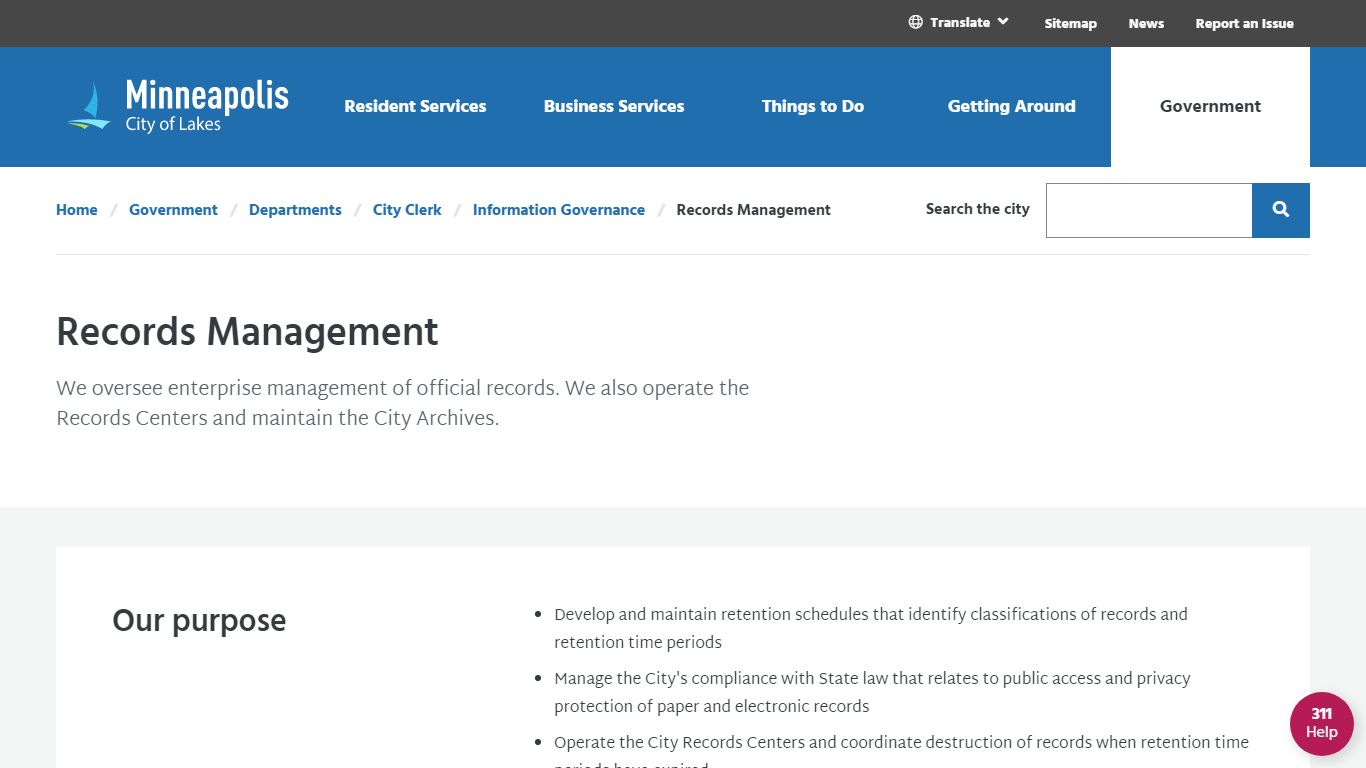 Records Management - City of Minneapolis